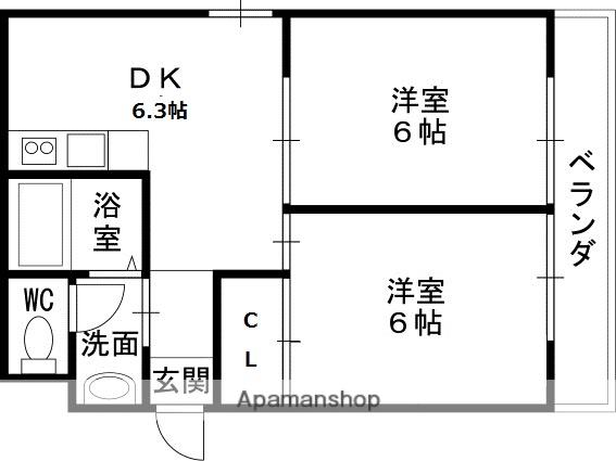 ロイヤルメゾン甲子園口Ⅲ(2DK/2階)の間取り写真
