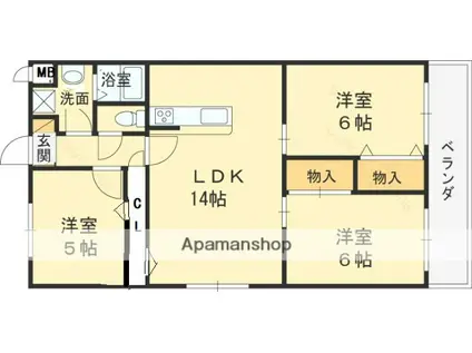 第三山内マンション(3LDK/3階)の間取り写真