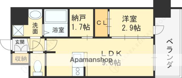 ESTONE HIGASHIOSAKAⅡ(1SLDK/13階)の間取り写真