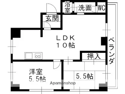 ルミエールマンション久宝寺(2LDK/5階)の間取り写真