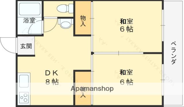 サンコート芦屋(2DK/1階)の間取り写真