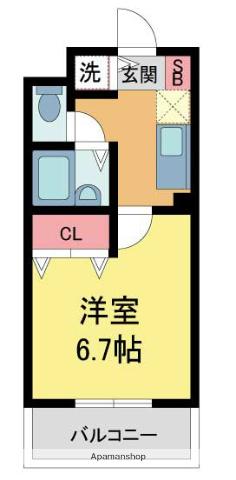 COLLECTION甲東園(1K/2階)の間取り写真