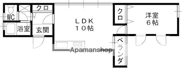 ロイヤルメゾン甲東園Ⅸ(1DK/3階)の間取り写真