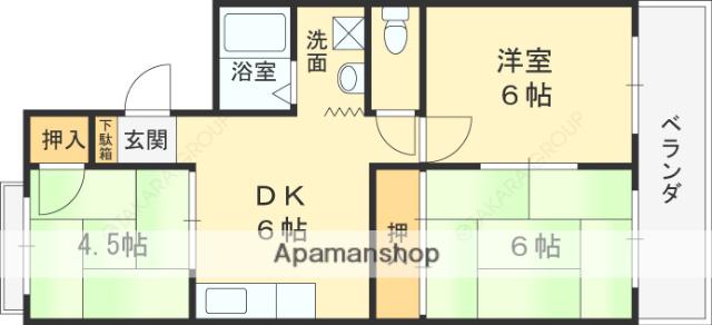 サンコートキタイ(3DK/3階)の間取り写真