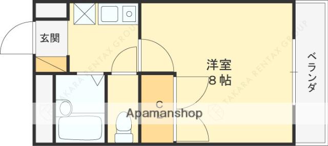 サンハイツ甲陽園(1K/3階)の間取り写真