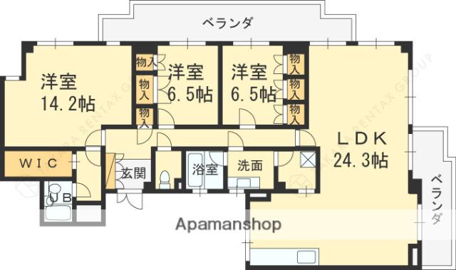 グランパラッシオ甲陽園(3LDK/2階)の間取り写真