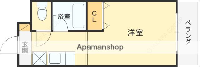 ハイツ北口(ワンルーム/2階)の間取り写真