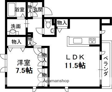 シャーメゾン丸橋A・B・C棟(1LDK/1階)の間取り写真
