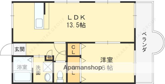 メゾン宮西Ⅱ(1LDK/1階)の間取り写真