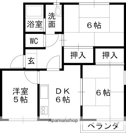 株元マンション(3DK/1階)の間取り写真