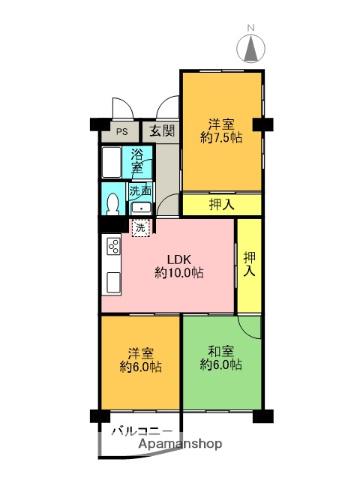 尼崎下の森(3LDK/3階)の間取り写真