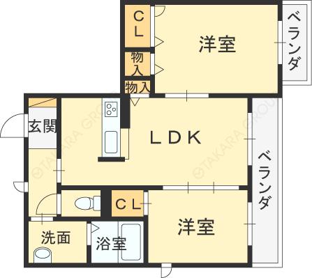 アンジェレッタM(2LDK/3階)の間取り写真