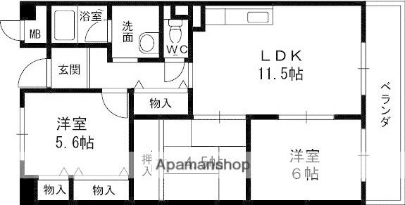 レルンブラール(3LDK/1階)の間取り写真