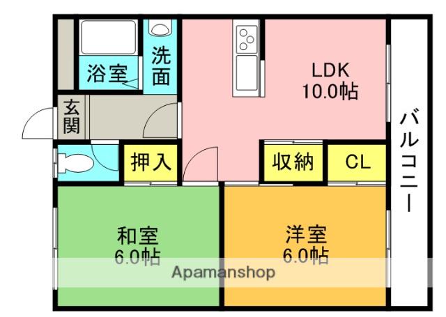 ロイヤルハイツさつき丘(2LDK/7階)の間取り写真