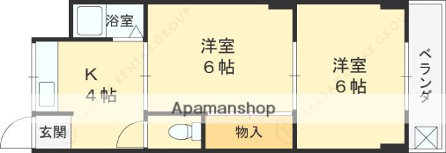 浜甲シーサイドマンション(2K/4階)の間取り写真