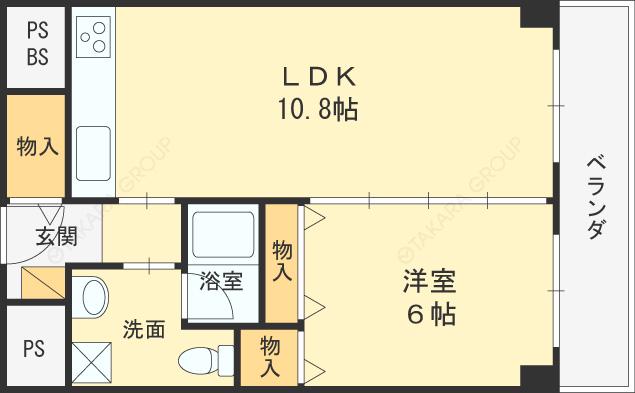 菟原ビル(1LDK/5階)の間取り写真