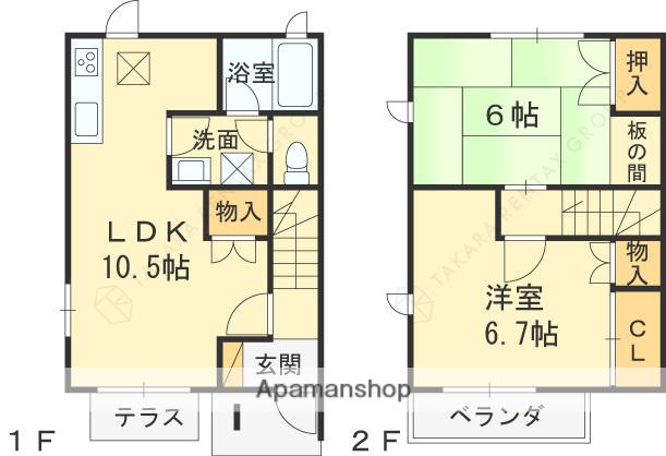 奥村メゾネット(2LDK)の間取り写真