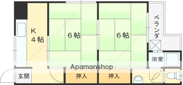 旭荘(2K/1階)の間取り写真