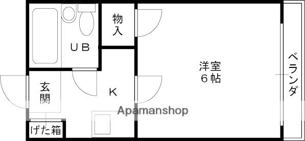 ルシエール甲東園(1K/1階)の間取り写真