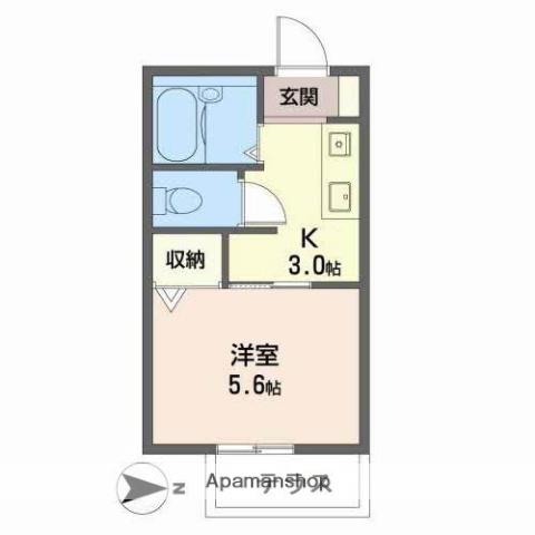 シエスタ(1K/1階)の間取り写真