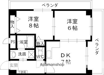 フォレスト西宮(2DK/8階)の間取り写真