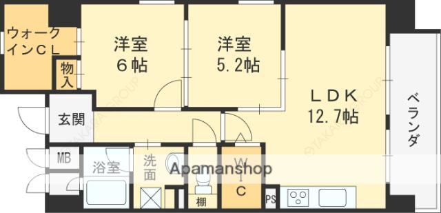 ミラベル(2LDK/4階)の間取り写真