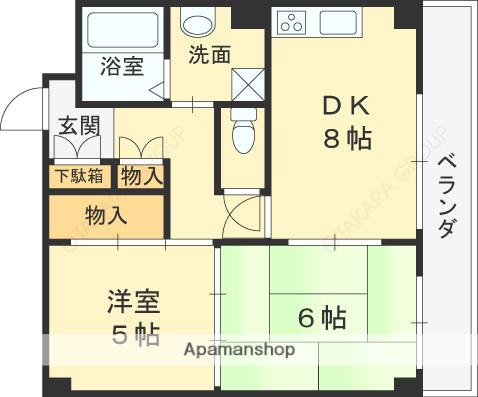 ピン・リーブルⅡ(2LDK/3階)の間取り写真