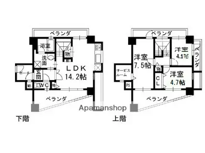 プリオーレ夙川さくら道(3LDK/6階)の間取り写真