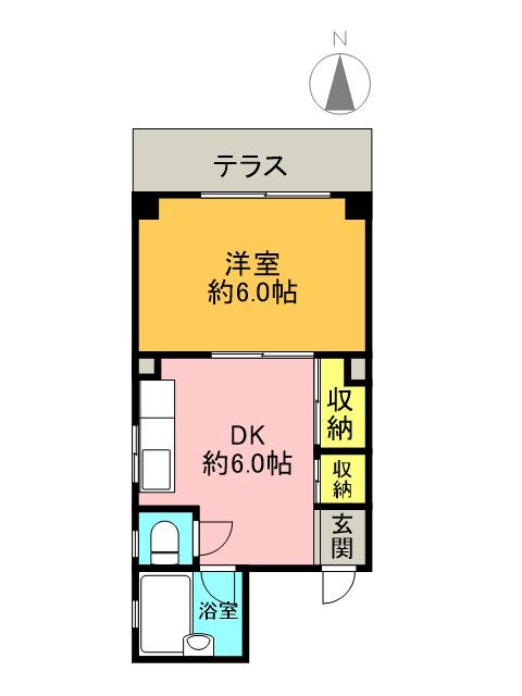 ライフプラザ今津(1DK/1階)の間取り写真