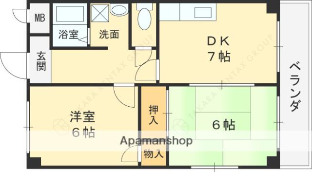 グランドメゾン浅田2(2DK/2階)の間取り写真