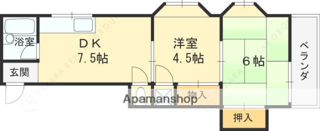 第二長楽荘(2DK/1階)の間取り写真