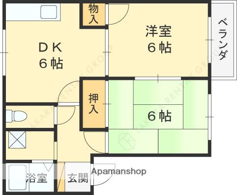 ファミール仁川 Ⅱ(2DK/1階)の間取り写真