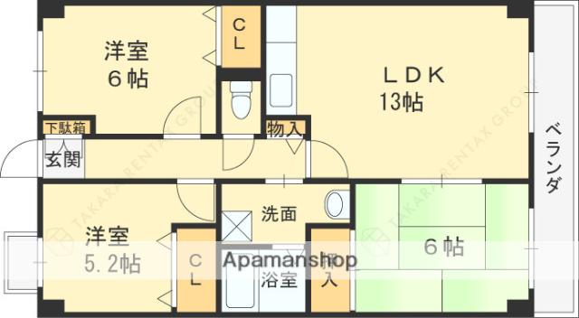 エミネンス大島(3LDK/4階)の間取り写真
