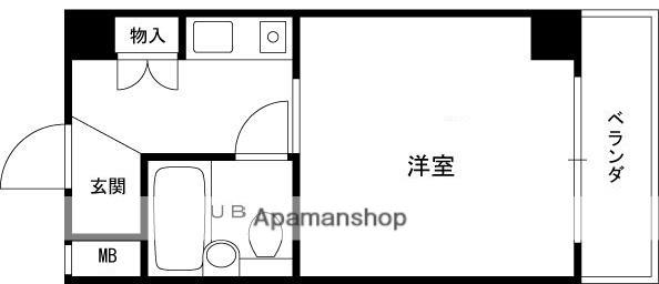 シェルプール弐番館(ワンルーム/2階)の間取り写真