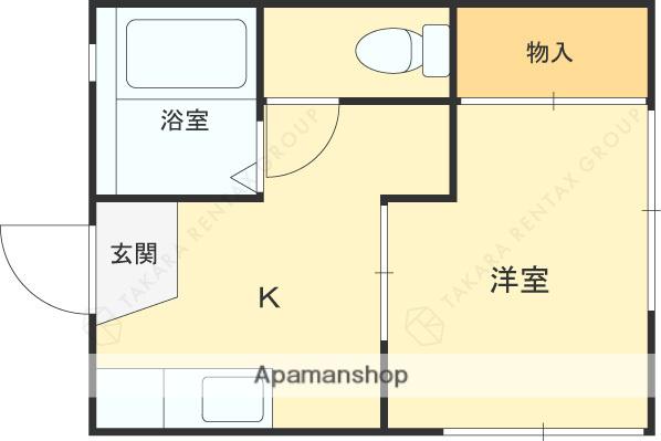 エルミタージュ甲陽園(1K/2階)の間取り写真
