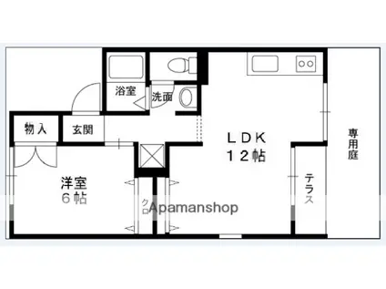 カーサ梅ノ木(1LDK/1階)の間取り写真