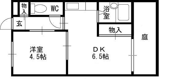 リバーサイド夙川(1K/1階)の間取り写真
