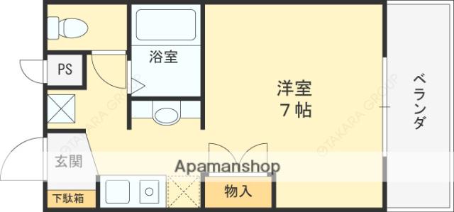 フルール夙川(ワンルーム/1階)の間取り写真