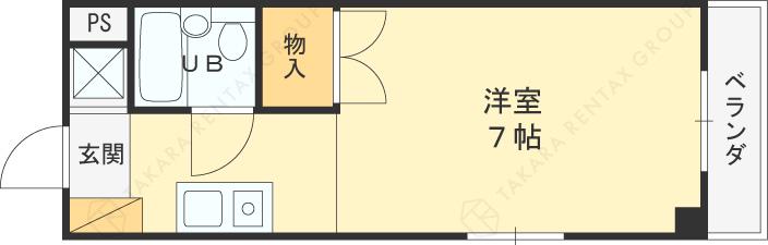 グランディール宝津(1K/3階)の間取り写真