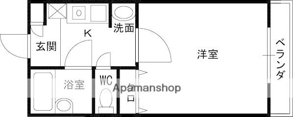 アーバンジャングルプレース174S(1K/4階)の間取り写真