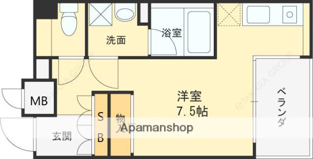 ソリューション甲子園(ワンルーム/4階)の間取り写真