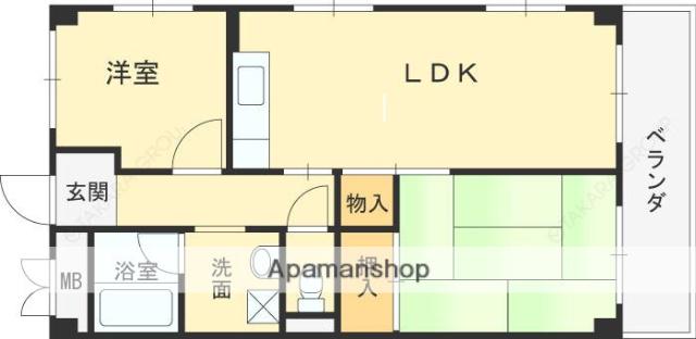 サンパールビル(2LDK/5階)の間取り写真