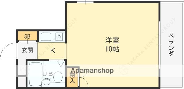 ローレル西宮北口(1K/3階)の間取り写真