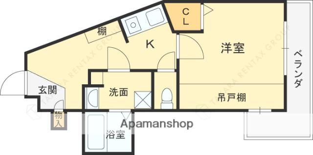 フレンズK(1K/2階)の間取り写真