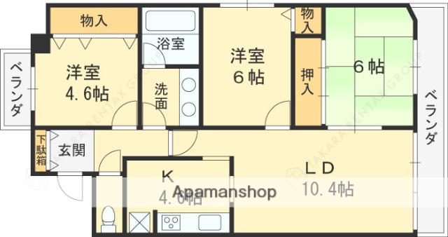 グランヴィラージュ逆瀬川(3LDK/3階)の間取り写真