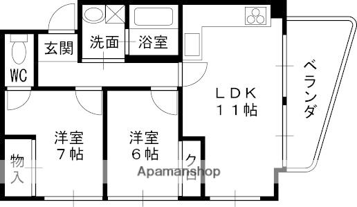 白鳩イーストハイツ(2LDK/3階)の間取り写真