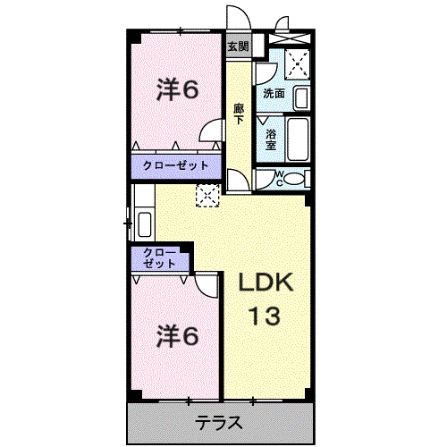 ハイム貴(2LDK/1階)の間取り写真