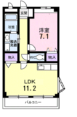 サンライズフジ(1LDK/2階)の間取り写真