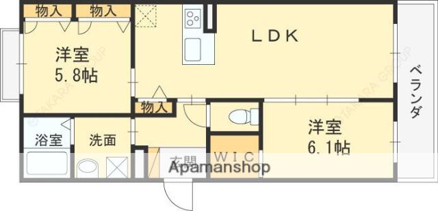 MAST COURT 丸橋 A棟(2LDK/1階)の間取り写真