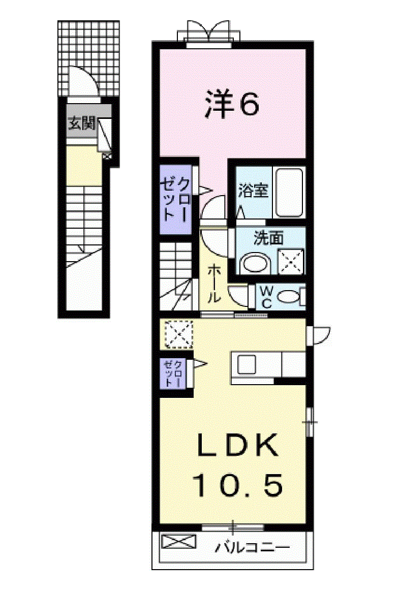 プチ・フローラ(1LDK/2階)の間取り写真